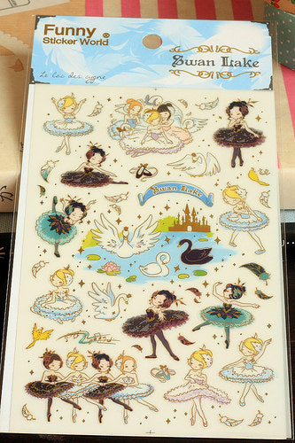 Funny Sticker World - Fairy Tale Story Sticker Set -Swan Lake