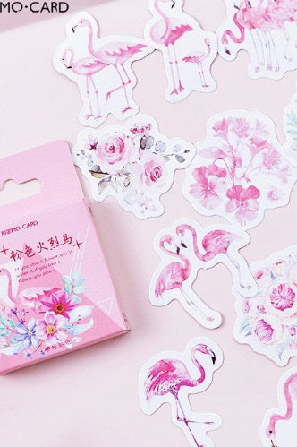 Mo•Card Paper Label Sticker Box - Flamingo [45 stickers]