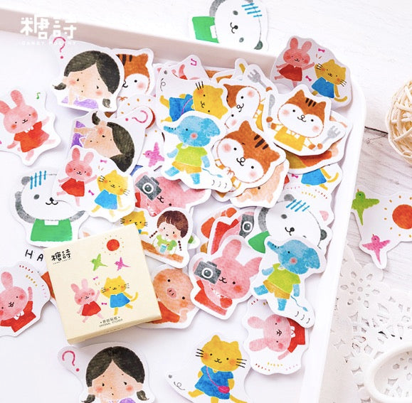 Candy Poetry Paper Label Sticker Box - My friends [45 stickers]