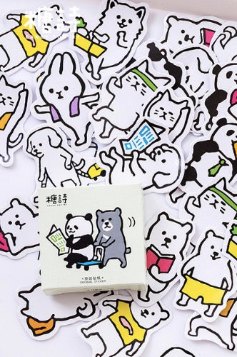 Candy Poetry Paper Label Sticker Box - Animal Daily [45 stickers]