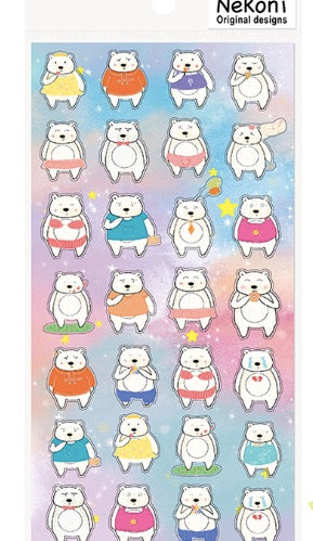 Nekoni Planner Sticker - Costume White Bear