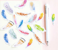 Load image into Gallery viewer, Mo•Card Label Sticker Box - Feather [46 stickers]
