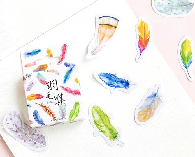 Mo•Card Label Sticker Box - Feather [46 stickers]