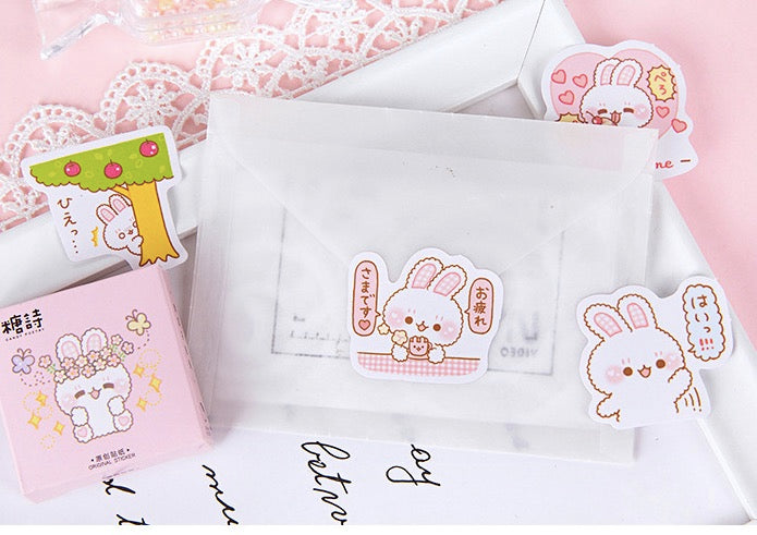 Candy Poetry Paper Label Sticker Box - Soft Ear Rabbit [45 stickers]