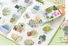 Load image into Gallery viewer, Yuxian Paper Label Sticker Box - sweet afternoon - succulent [50 stickers]
