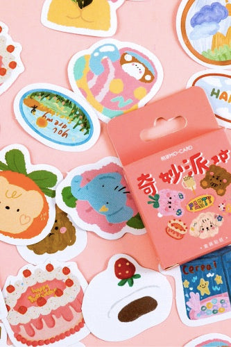 Mo•Card Paper Label Sticker Box - Party [46 stickers]