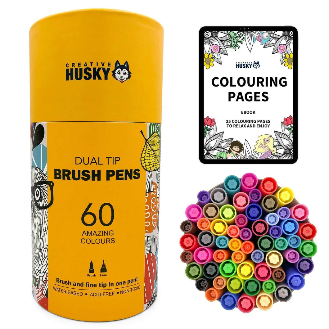 Creative Husky Dual Tip Brush Pens