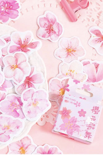 Mo•Card Paper Sticker Box- Flying Cherry Blossoms