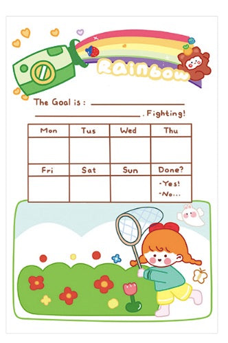 Cookie Memo Pad- Rainbow Weekly Goal Sheet