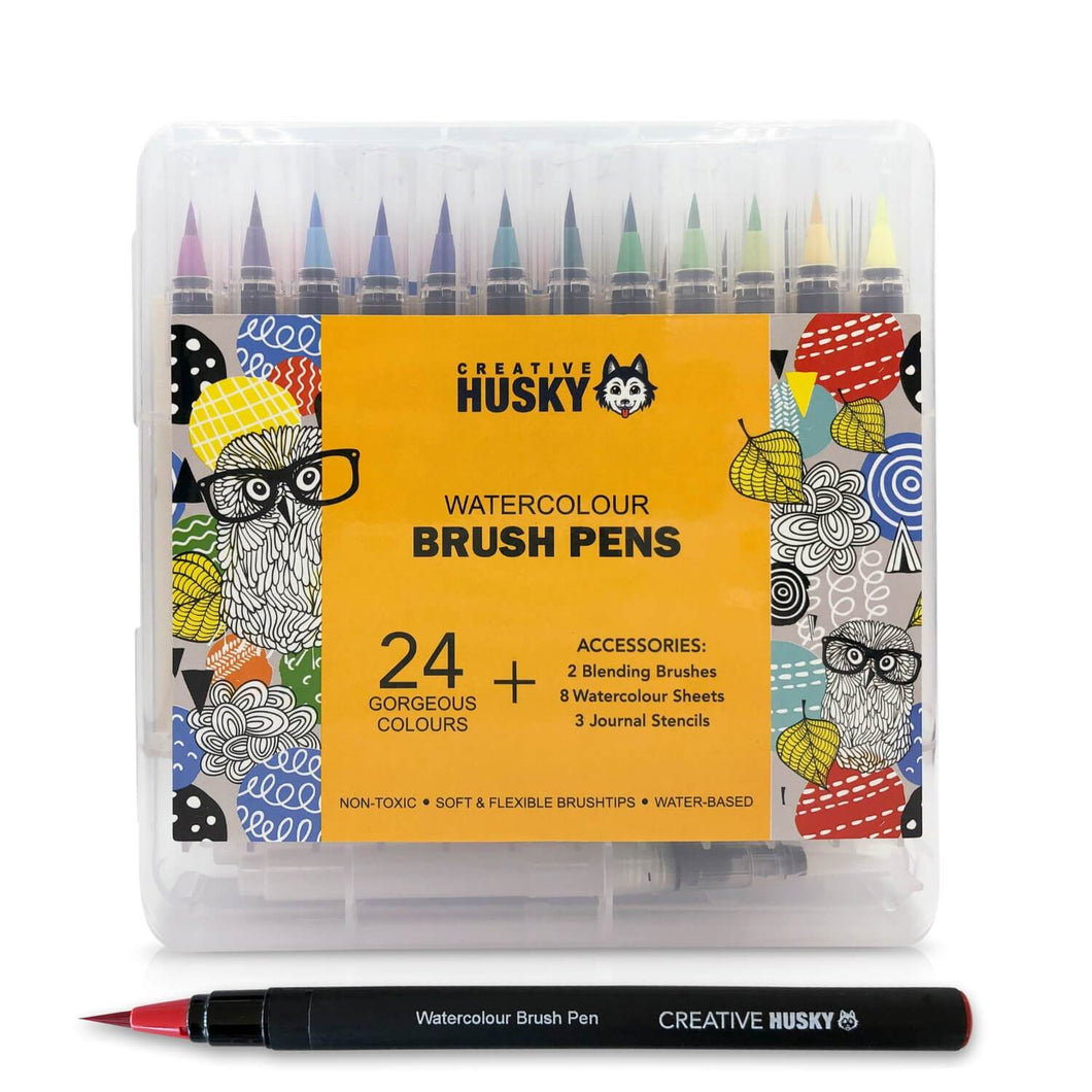 Creative Husky Watercolour Brush Pens